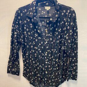 Greige Brand Button Down Women's Blouse Black & White Size Large